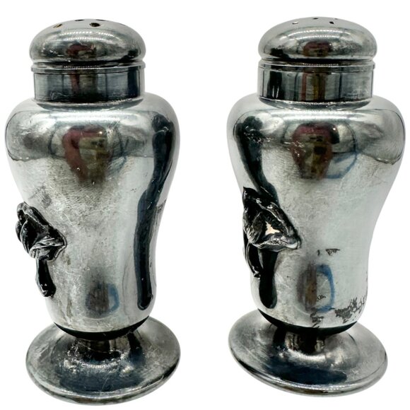 Vtg Forbes Silver Co Druple Salt and Pepper Shakers Tulip Motif Collectible 3 in - Picture 9 of 9
